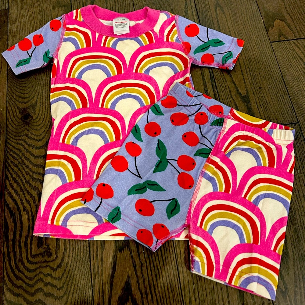 Hanna Andersson rainbow cherry Short John Pajama Set